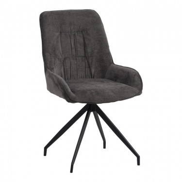 Καρέκλα περιστεφόμενη Kadeira ύφασμα σκούρο γκρι- μαύρα μεταλλικά πόδια 57.5x51x89εκ Υλικό: VELVET - METAL 096-000053