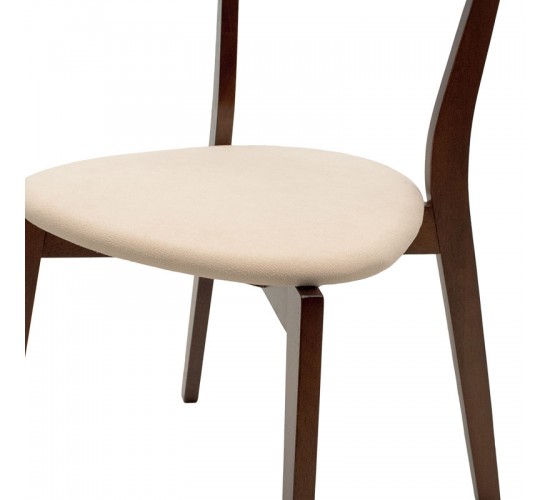 Καρέκλα Toto μπεζ ύφασμα-rubberwood καρυδί πόδι Υλικό: RUBBERWOOD VENNER - FABRIC 097-000011