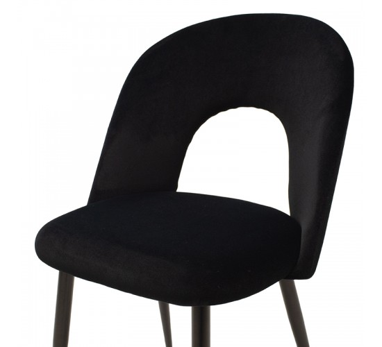 Καρέκλα Jonah βελούδο μαύρο-μαύρο πόδι Υλικό: METAL VELVET 101-000003