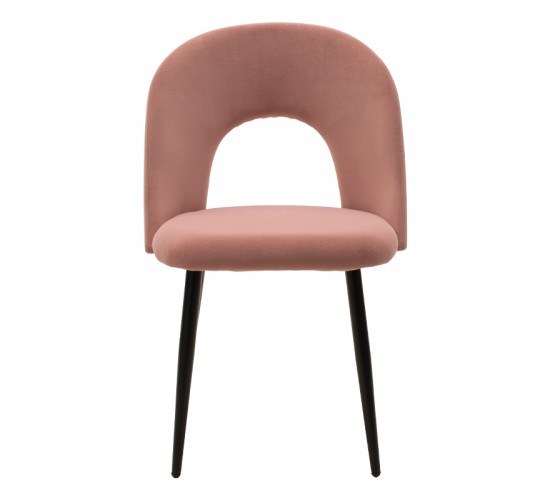 Καρέκλα Jonah βελούδο ροζ-μαύρο πόδι Υλικό: METAL VELVET 101-000005