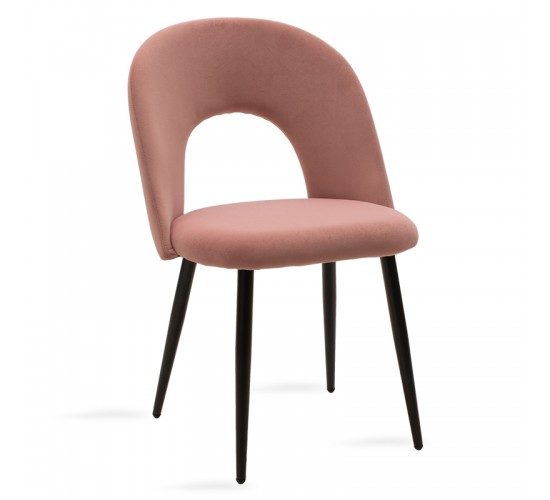 Καρέκλα Jonah βελούδο ροζ-μαύρο πόδι Υλικό: METAL VELVET 101-000005