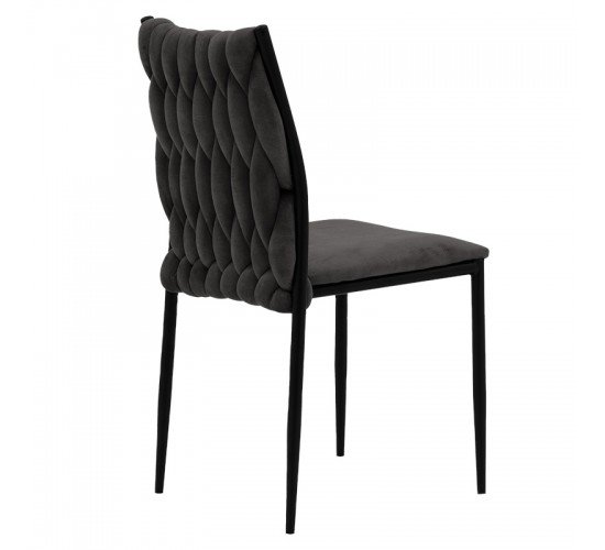 Καρέκλα Romany βελουτέ ανθρακί-πόδι μαύρο Υλικό: METAL DIA 25MM-16MM - THICKNESS 1.1MM - VELVET 101-000071