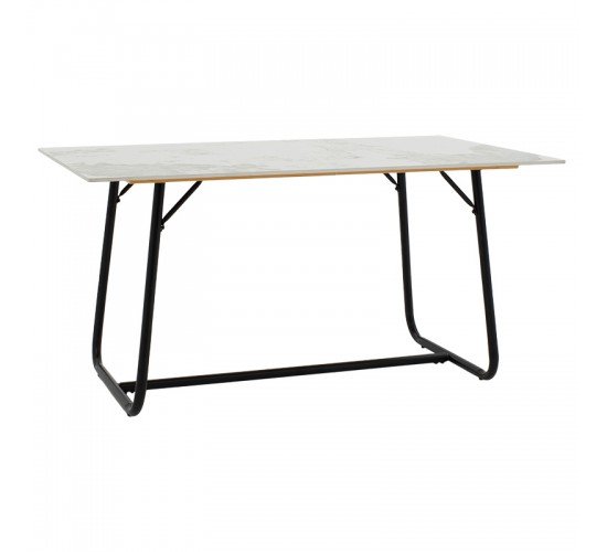 Τραπέζι Revello sintered stone λευκό μαρμάρου-μαύρο 150x90x75εκ Υλικό: METAL  DIA:38MM THICKNESS:12mm 101-000074