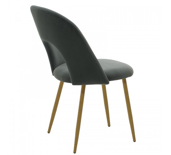 Καρέκλα Jonah βελούδο ανθρακί-φυσικό πόδι Υλικό: METAL VELVET 101-000081