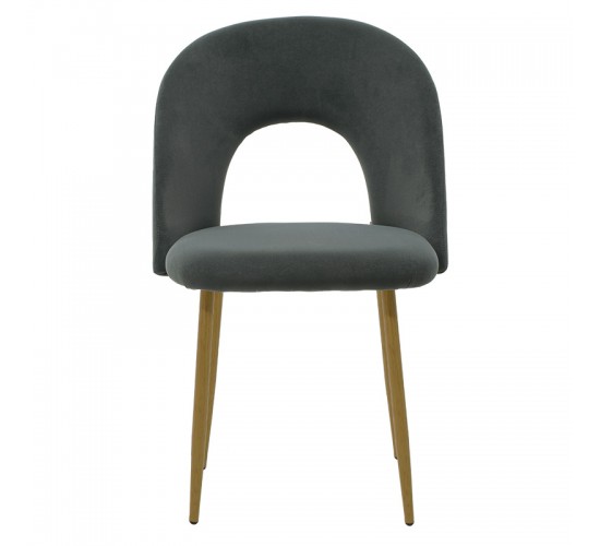 Καρέκλα Jonah βελούδο ανθρακί-φυσικό πόδι Υλικό: METAL VELVET 101-000081
