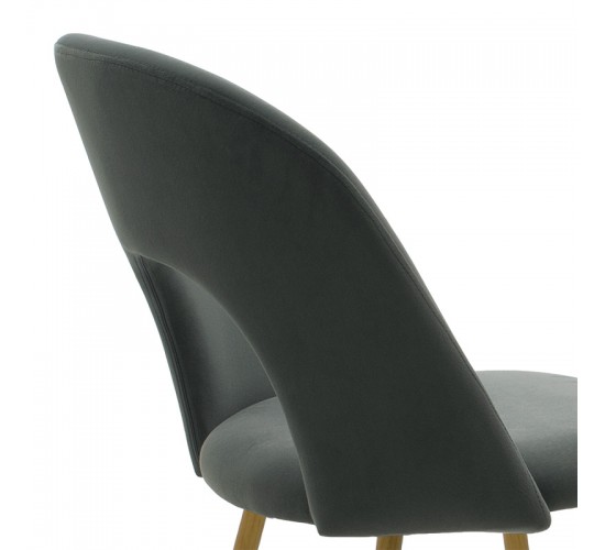 Καρέκλα Jonah βελούδο ανθρακί-φυσικό πόδι Υλικό: METAL VELVET 101-000081