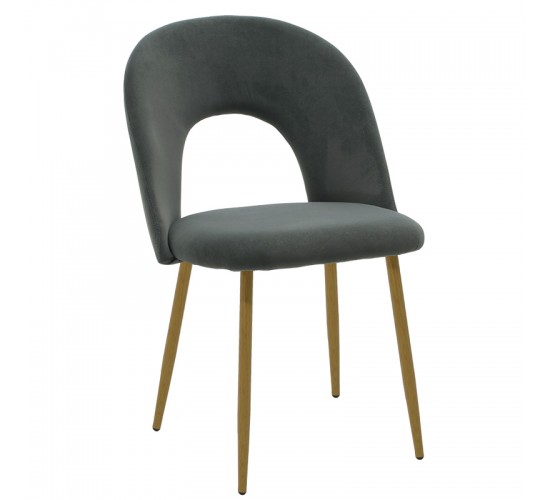 Καρέκλα Jonah βελούδο ανθρακί-φυσικό πόδι Υλικό: METAL VELVET 101-000081