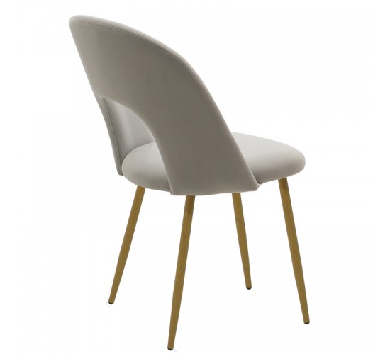 Καρέκλα Jonah βελούδο γκρι-φυσικό πόδι Υλικό: METAL VELVET 101-000082