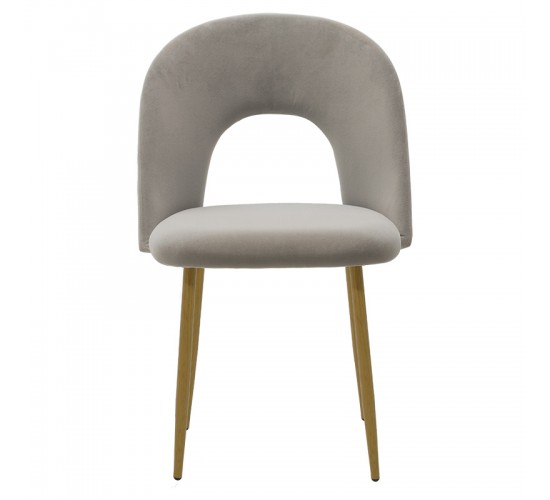 Καρέκλα Jonah βελούδο γκρι-φυσικό πόδι Υλικό: METAL VELVET 101-000082