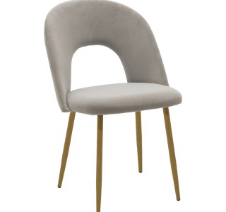 Καρέκλα Jonah βελούδο γκρι-φυσικό πόδι Υλικό: METAL VELVET 101-000082