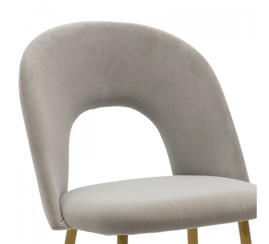 Καρέκλα Jonah βελούδο γκρι-φυσικό πόδι Υλικό: METAL VELVET 101-000082