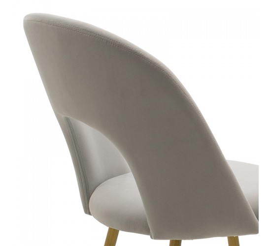 Καρέκλα Jonah βελούδο γκρι-φυσικό πόδι Υλικό: METAL VELVET 101-000082