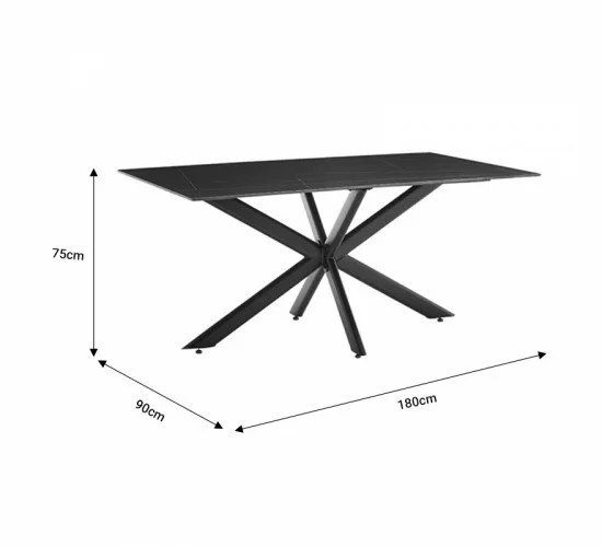 Τραπέζι Bethan sintered stone γκρι cement-μαύρο 180x90x75εκ Υλικό: METAL 20x60 12mm 101-000084 Τραπέζι Bethan sintered stone γκρι cement-μαύρο 180x90x75εκ Υλικό: METAL 20x60 12mm 101-000084