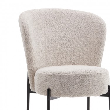 Καρέκλα Houlian εκρού ύφασμα-πόδι μαύρο μέταλλο 44x66x89εκ Υλικό: FABRIC - METAL 101-000091