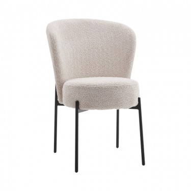 Καρέκλα Houlian εκρού ύφασμα-πόδι μαύρο μέταλλο 44x66x89εκ Υλικό: FABRIC - METAL 101-000091