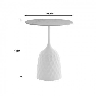 Βοηθητικό τραπέζι Kousien Inart λευκό sintered stone Φ50x60εκ Υλικό: SINTERED STONE 12mm 101-000098