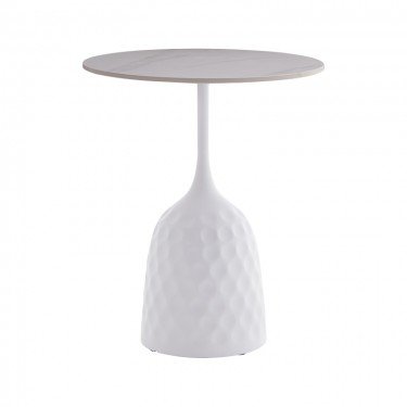 Βοηθητικό τραπέζι Kousien Inart λευκό sintered stone Φ50x60εκ Υλικό: SINTERED STONE 12mm 101-000098