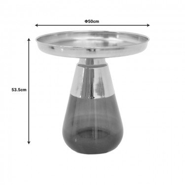 Βοηθητικό τραπέζι Kunlo Inart χρυσό χρώμιο-μαύρο γυαλί Φ50x53.5εκ Υλικό: CHROME - GLASS 101-000104