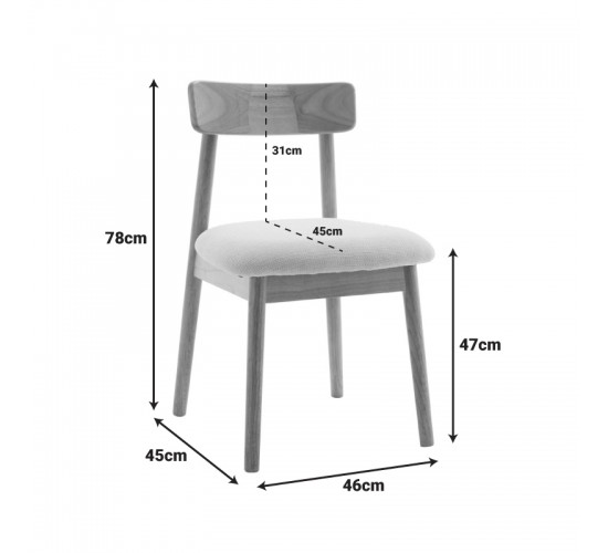 Καρέκλα Tullo rubberwood σε φυσική απόχρωση 46x45x78εκ Υλικό: RUBBERWOOD 101-000126