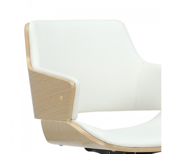 Καρέκλα γραφείου εργασίας Fern PU λευκό ξύλο φυσικό Υλικό: PU- METAL - WOOD 106-000025
