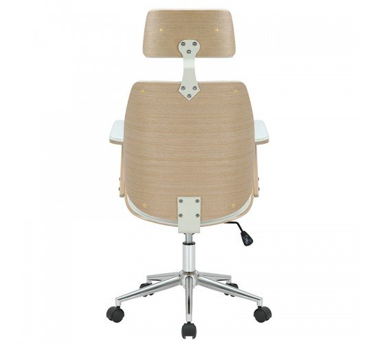 Καρέκλα γραφείου διευθυντή Fern PU λευκό-ξύλο φυσικό Υλικό: PU- METAL- WOOD 106-000026