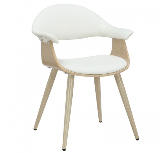 Πολυθρόνα Austen PU λευκό-πόδι φυσικό Υλικό: PLYWOOD - PU 106-000029 Πολυθρόνα Austen PU λευκό-πόδι φυσικό Υλικό: PLYWOOD - PU 106-000029