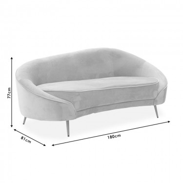 Καναπές 3θέσιος Amora βελούδο μπεζ-χρυσό 180x81x77εκ Υλικό: VELVET - METAL 110-000044