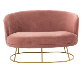 Καναπές 2θέσιος Rony βελούδο σάπιο μήλο-χρυσό 132x82x83εκ Υλικό: VELVET - METAL 110-000048