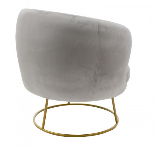 Πολυθρόνα Rony βελούδο γκρι-χρυσό 78x75x82εκ Υλικό: VELVET - METAL 110-000054