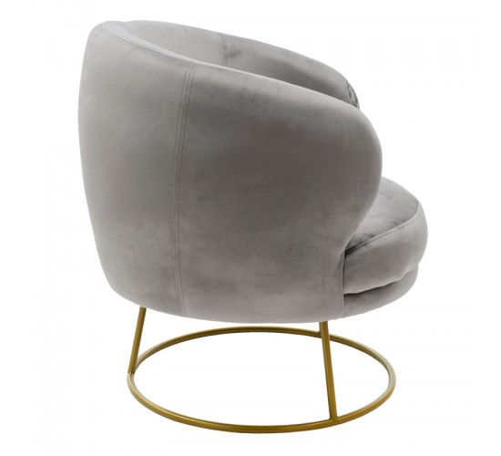 Πολυθρόνα Rony βελούδο γκρι-χρυσό 78x75x82εκ Υλικό: VELVET - METAL 110-000054