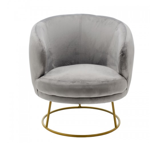 Πολυθρόνα Rony βελούδο γκρι-χρυσό 78x75x82εκ Υλικό: VELVET - METAL 110-000054