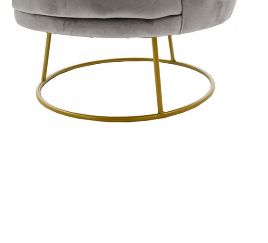 Πολυθρόνα Rony βελούδο γκρι-χρυσό 78x75x82εκ Υλικό: VELVET - METAL 110-000054