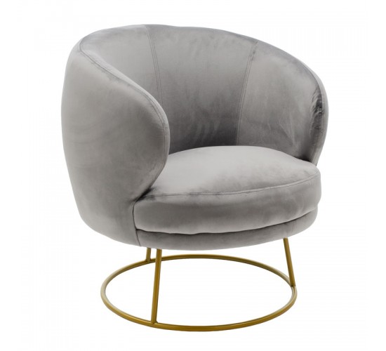 Πολυθρόνα Rony βελούδο γκρι-χρυσό 78x75x82εκ Υλικό: VELVET - METAL 110-000054