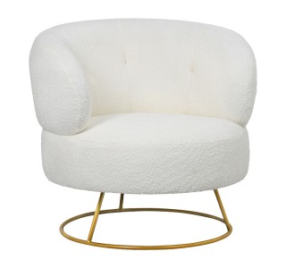 Πολυθρόνα Connie κρεμ μπουκλέ ύφασμα-πόδι χρυσό μέταλλο 87x81x81εκ Υλικό: plywood frame.26D foam.100%  boucle fabric.gold iron legs 110-000071