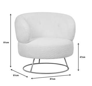 Πολυθρόνα Connie κρεμ μπουκλέ ύφασμα-πόδι χρυσό μέταλλο 87x81x81εκ Υλικό: plywood frame.26D foam.100%  boucle fabric.gold iron legs 110-000071