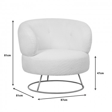 Πολυθρόνα Connie κρεμ μπουκλέ ύφασμα-πόδι χρυσό μέταλλο 87x81x81εκ Υλικό: plywood frame.26D foam.100%  boucle fabric.gold iron legs 110-000071