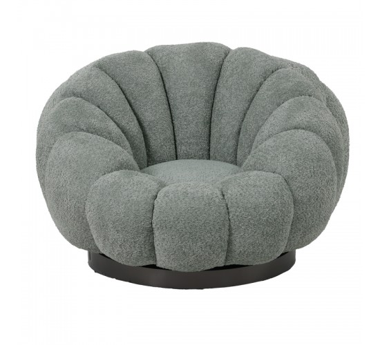 Πολυθρόνα περιστρεφόμενη Nester μπουκλέ ύφασμα σε φυστικί απόχρωση 98x97x69εκ Υλικό: PLYWOOD. FABRIC. METAL 110-000085