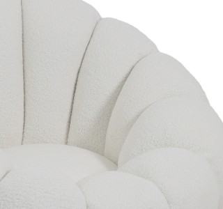 Πολυθρόνα περιστρεφόμενη Nester μπουκλέ ύφασμα σε λευκό απόχρωση 98x97x69εκ Υλικό: PLYWOOD. FABRIC. METAL 110-000086