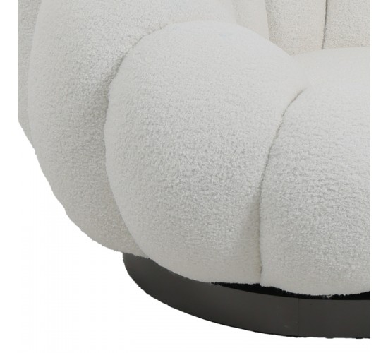 Πολυθρόνα περιστρεφόμενη Nester μπουκλέ ύφασμα σε λευκό απόχρωση 98x97x69εκ Υλικό: PLYWOOD. FABRIC. METAL 110-000086