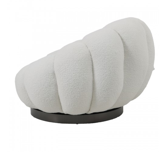 Πολυθρόνα περιστρεφόμενη Nester μπουκλέ ύφασμα σε λευκό απόχρωση 98x97x69εκ Υλικό: PLYWOOD. FABRIC. METAL 110-000086