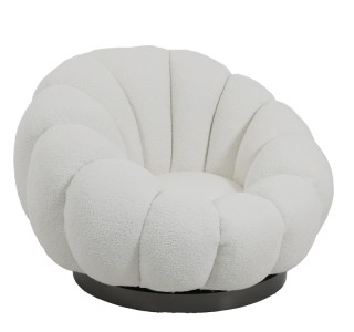 Πολυθρόνα περιστρεφόμενη Nester μπουκλέ ύφασμα σε λευκό απόχρωση 98x97x69εκ Υλικό: PLYWOOD. FABRIC. METAL 110-000086
