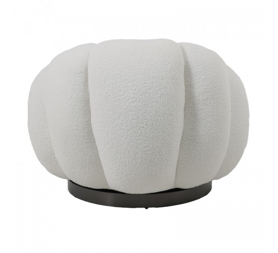 Πολυθρόνα περιστρεφόμενη Nester μπουκλέ ύφασμα σε λευκό απόχρωση 98x97x69εκ Υλικό: PLYWOOD. FABRIC. METAL 110-000086