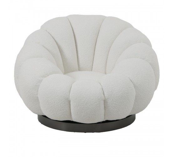 Πολυθρόνα περιστρεφόμενη Nester μπουκλέ ύφασμα σε λευκό απόχρωση 98x97x69εκ Υλικό: PLYWOOD. FABRIC. METAL 110-000086