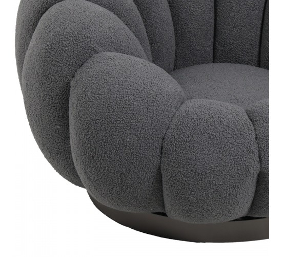 Πολυθρόνα περιστρεφόμενη Nester μπουκλέ ύφασμα σε γκρι απόχρωση 98x97x69εκ Υλικό: PLYWOOD. FABRIC. METAL 110-000087