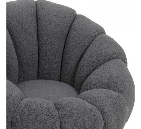 Πολυθρόνα περιστρεφόμενη Nester μπουκλέ ύφασμα σε γκρι απόχρωση 98x97x69εκ Υλικό: PLYWOOD. FABRIC. METAL 110-000087