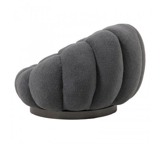 Πολυθρόνα περιστρεφόμενη Nester μπουκλέ ύφασμα σε γκρι απόχρωση 98x97x69εκ Υλικό: PLYWOOD. FABRIC. METAL 110-000087