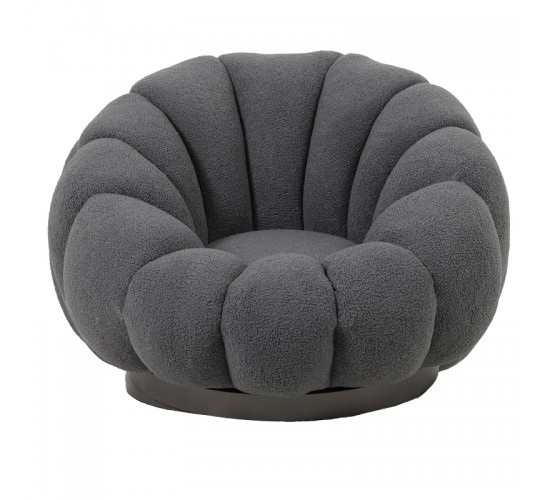 Πολυθρόνα περιστρεφόμενη Nester μπουκλέ ύφασμα σε γκρι απόχρωση 98x97x69εκ Υλικό: PLYWOOD. FABRIC. METAL 110-000087