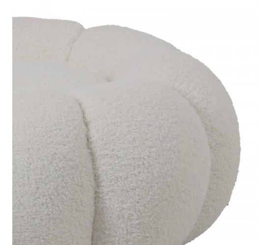 Σκαμπό Nester μπουκλέ ύφασμα σε λευκή απόχρωση Φ60x31εκ Υλικό: PLYWOOD. FABRIC. METAL 110-000089