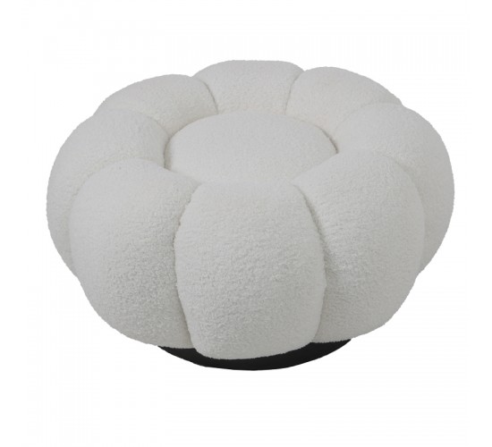 Σκαμπό Nester μπουκλέ ύφασμα σε λευκή απόχρωση Φ60x31εκ Υλικό: PLYWOOD. FABRIC. METAL 110-000089