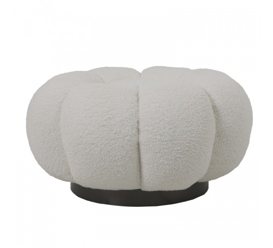 Σκαμπό Nester μπουκλέ ύφασμα σε λευκή απόχρωση Φ60x31εκ Υλικό: PLYWOOD. FABRIC. METAL 110-000089